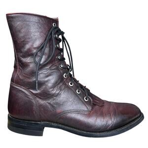 Vintage Justin Men’s Kiltie Brown Leather Western Roper Boots Size US 10 D